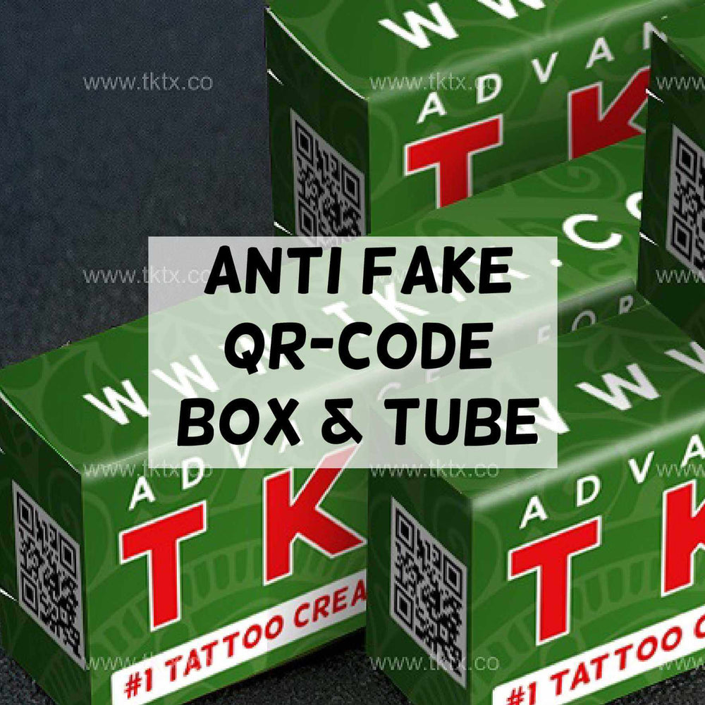 
                      
                        TKTX Numbing Tattoo Cream packaging with anti-fake QR-code on box and tube
                      
                    