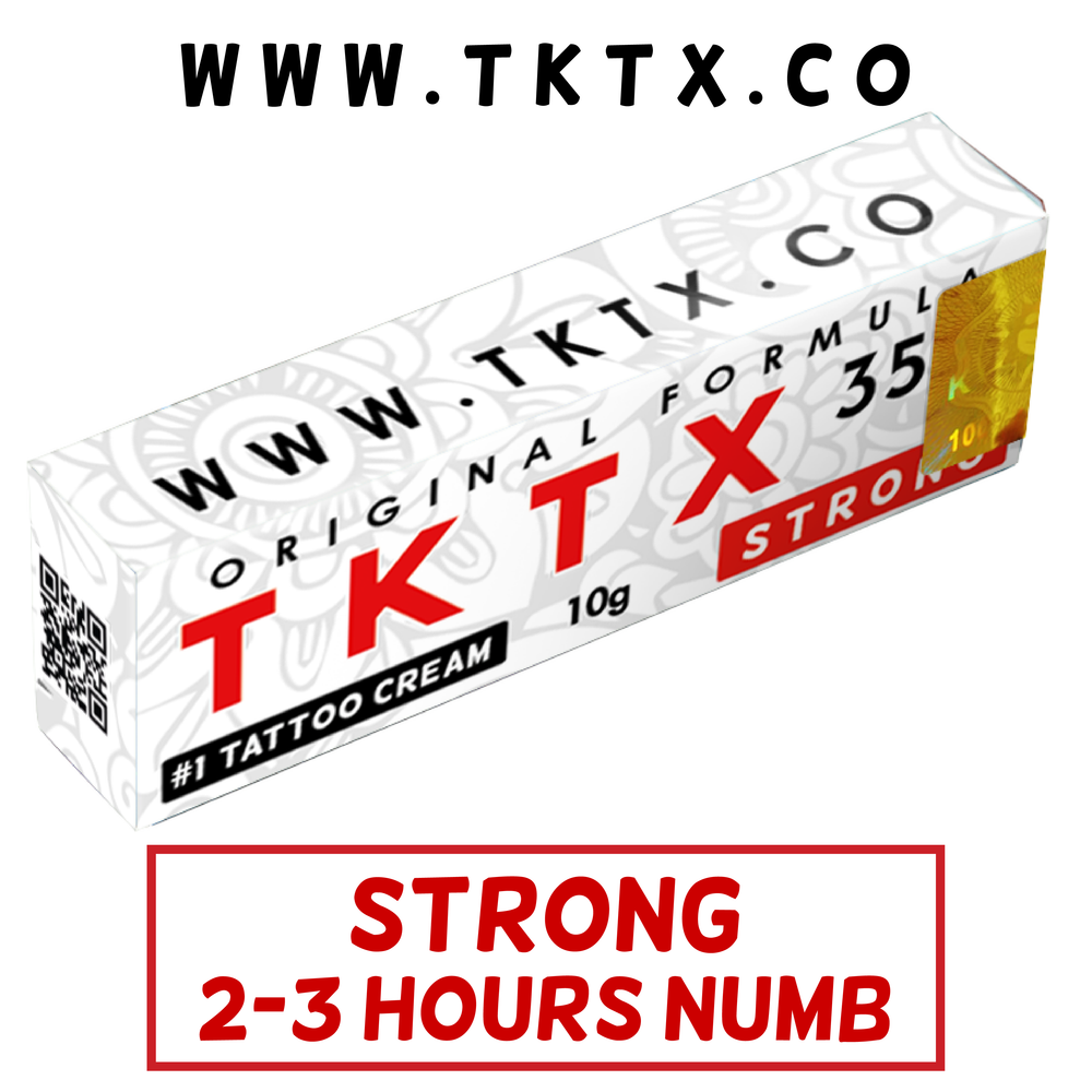 
                      
                        TKTX numbing tattoo cream box with strong formula for 2-3 hours of numbing in 10g packaging
                      
                    